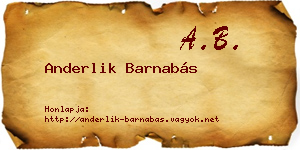 Anderlik Barnabás névjegykártya