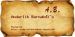 Anderlik Barnabás névjegykártya